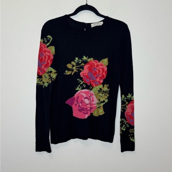 Aldo Martins Tops - Aldo Martins Black Top with Pink Floral Design